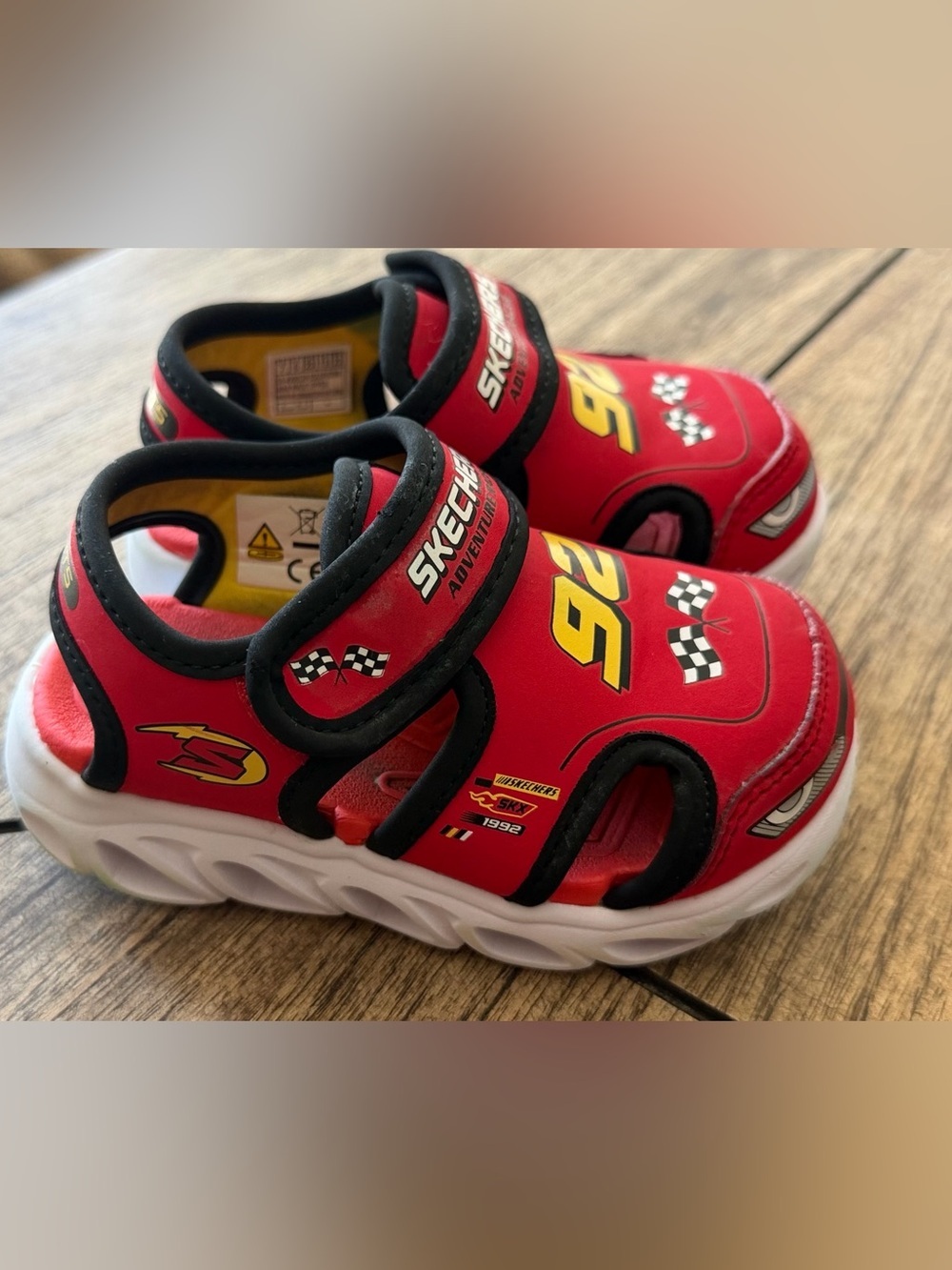 Skechers Kids' Red Racing Sandals - Lightweight Slip-On child size 7 light up!